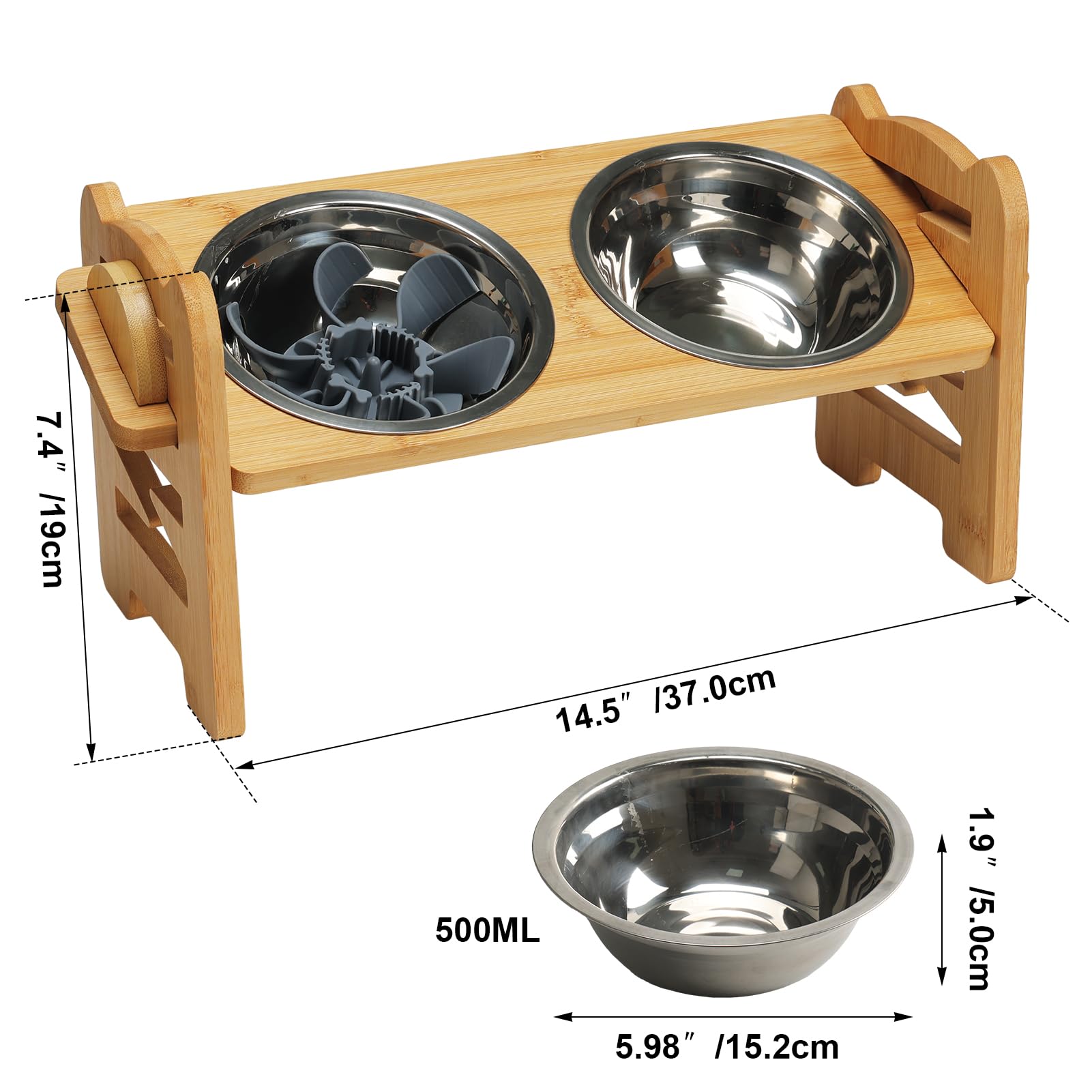RLAVBL Comedero Elevado Ajustable para Perros de 6 Alturas, con 2 Cuencos de Acero Inoxidable y Comedero Antivoracidad, para Perros Pequeños