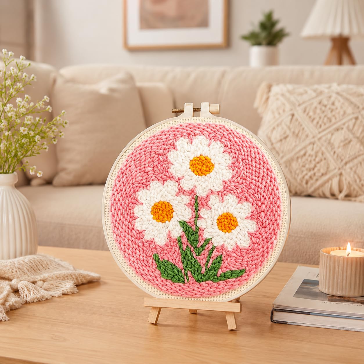 Beginner Punch Needle Kit - Flower Daisy Art -2