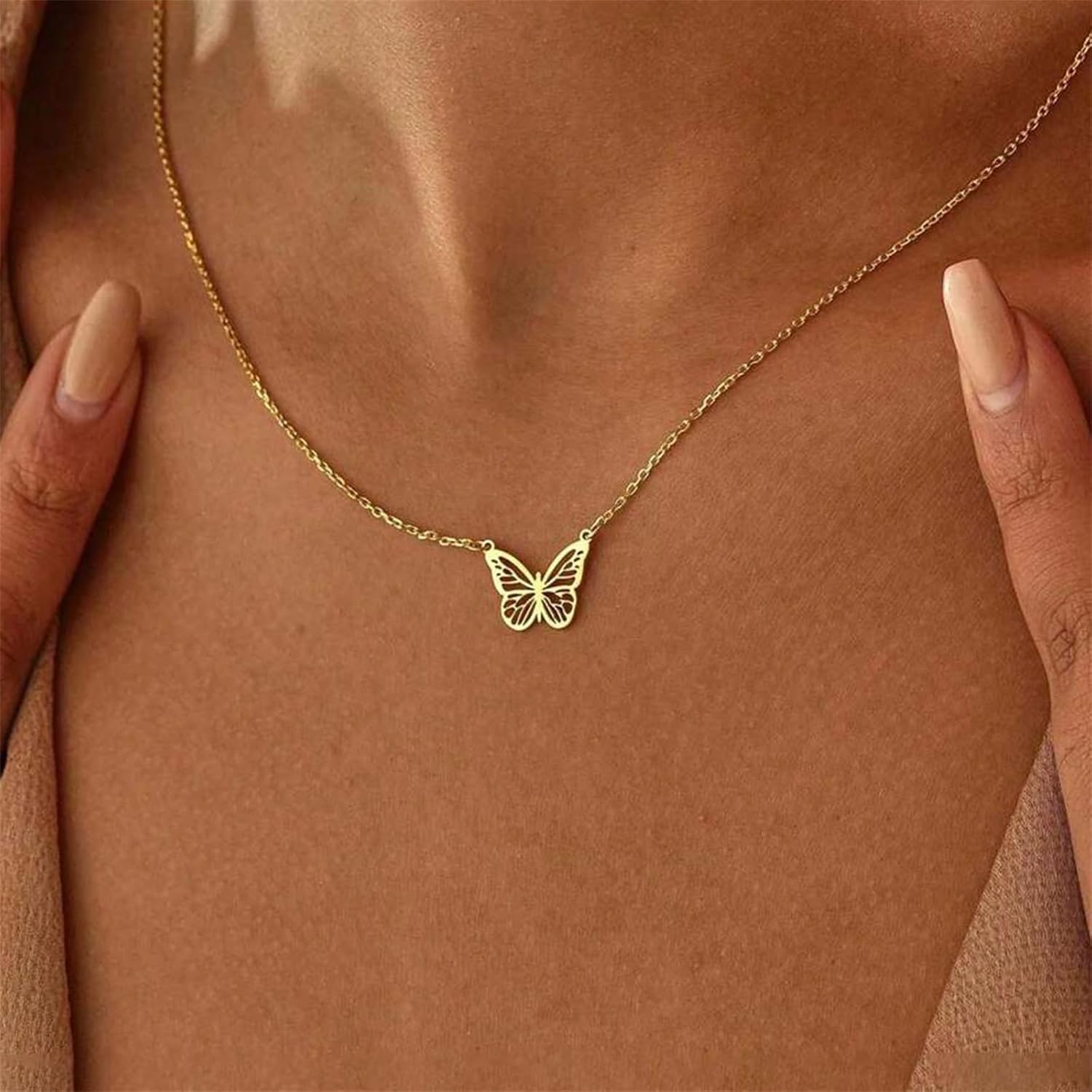 Gold Necklace for Women 14K Gold Plated Dainty Butterfly Sun Bow Starfish Gold Chain Necklace Trendy Clothing Matching Jewelry Gift - Image 2