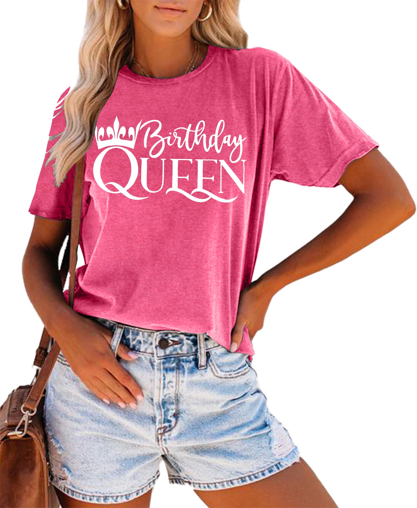 Birthday Shirts Women Cute Birthday Girl Graphic Shirts Birthday Squad Short Sleeve Casual Birthday Gift Tee Tops