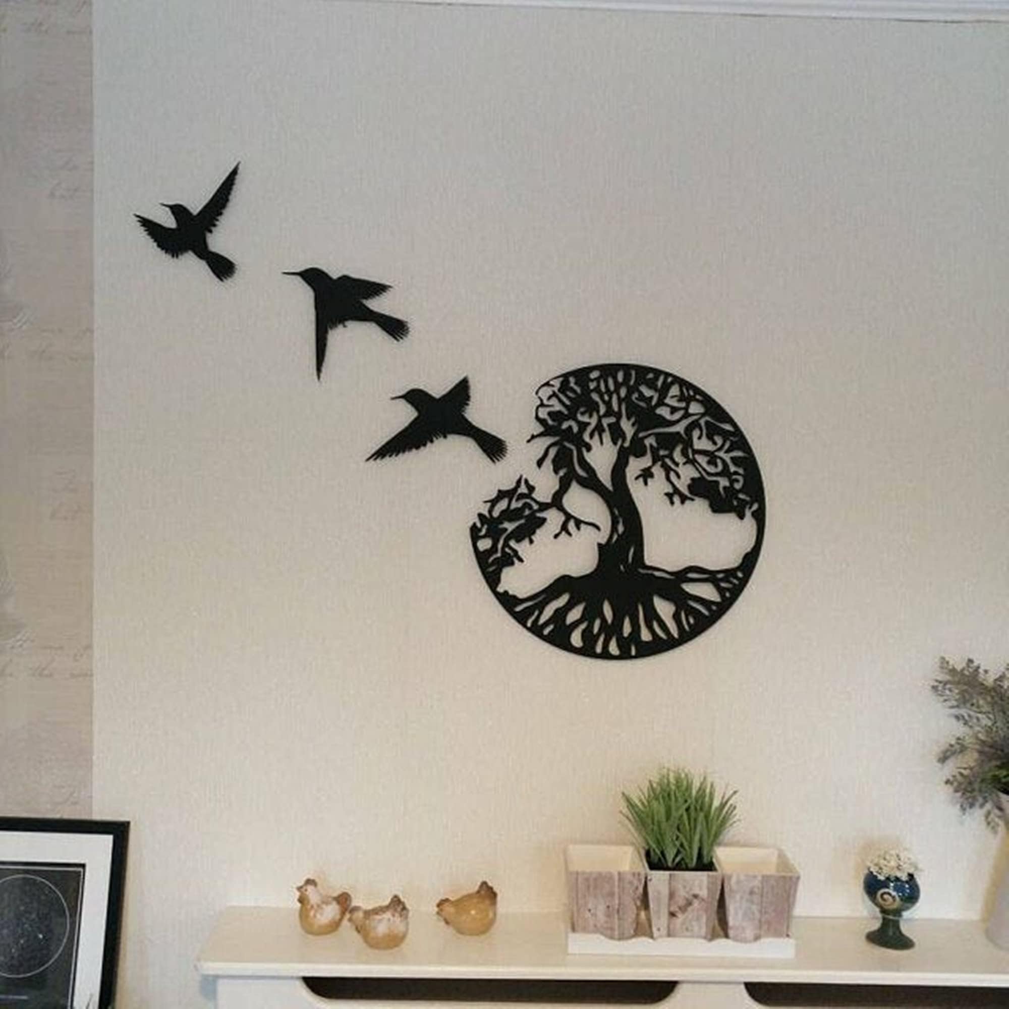 Décoration murale arbre en métal doré
