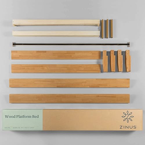 Miniatura 17 de Cama plataforma de madera sólida de lujo Zinus 12 pulgadas con cabecero de cama/no necesita resortes/soporte de madera con listón/acabado expreso