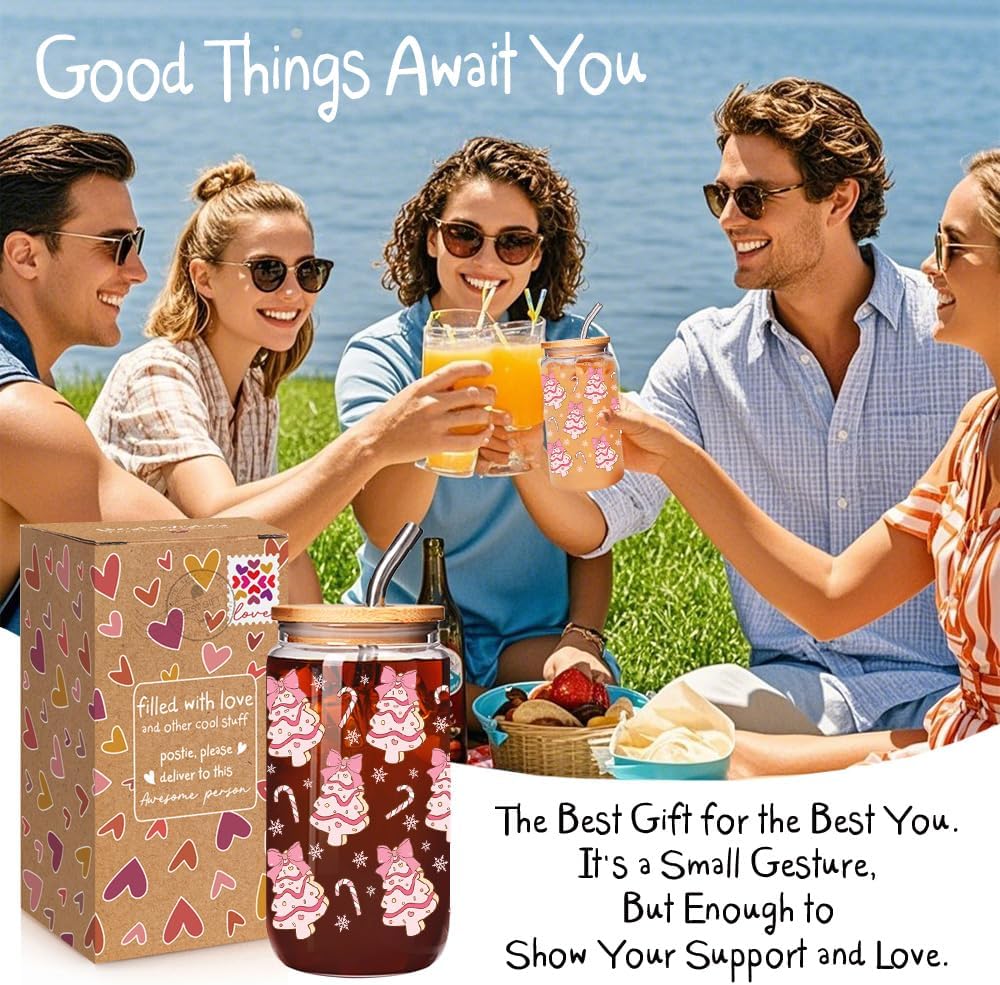 Funny Pink Christmas Cup Gift for Women Girls Friends - Christmas Tree Festive Coffee Cup, Xmas Trees Snowflake Santa Christmas Holiday Party Gifts for Soul Sisters Friend Daughter Adult-100 - Image 6