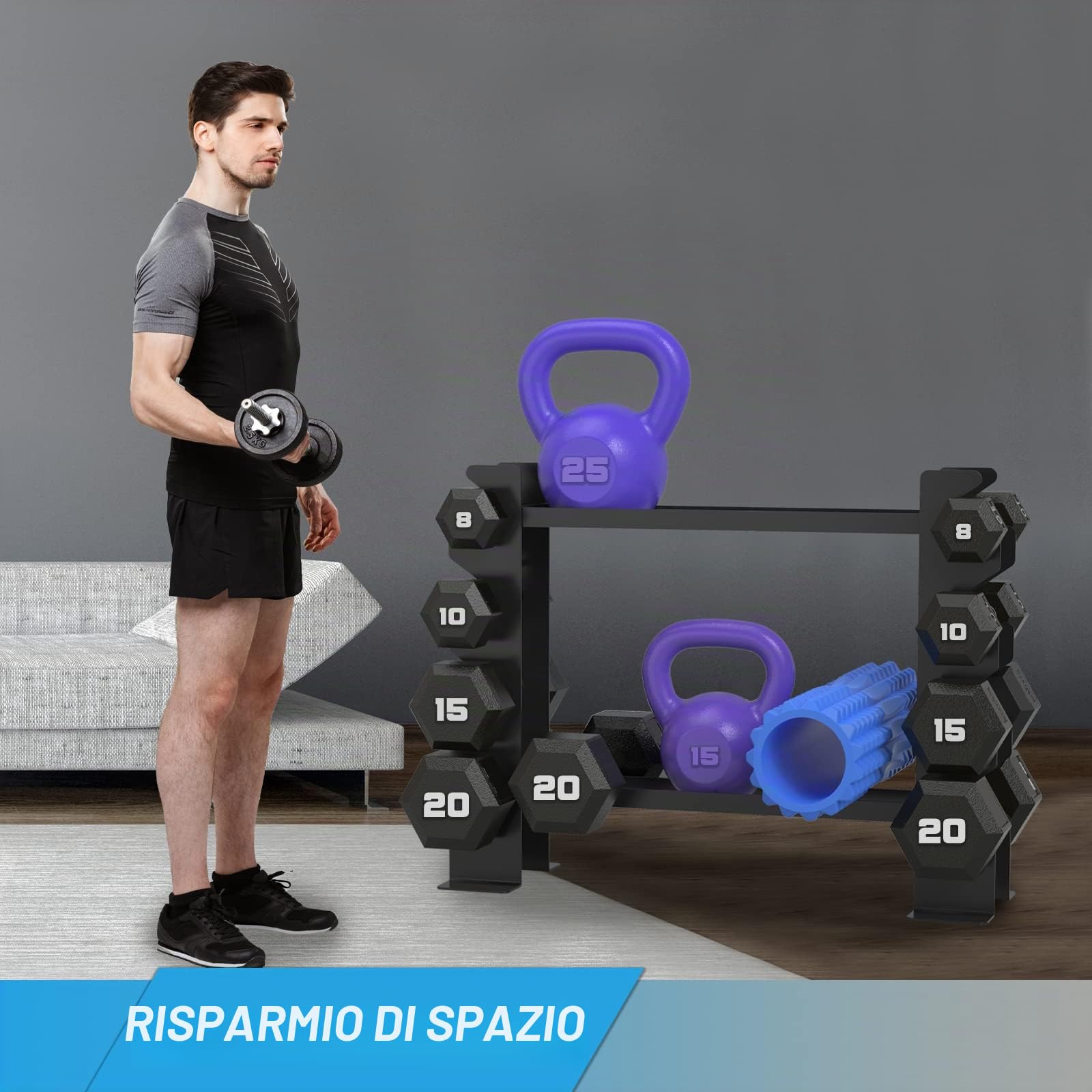 WINNOW Manubri Rack Home Gym Manubri Rack di Stoccaggio Manubri Supporto di Peso Multistrato