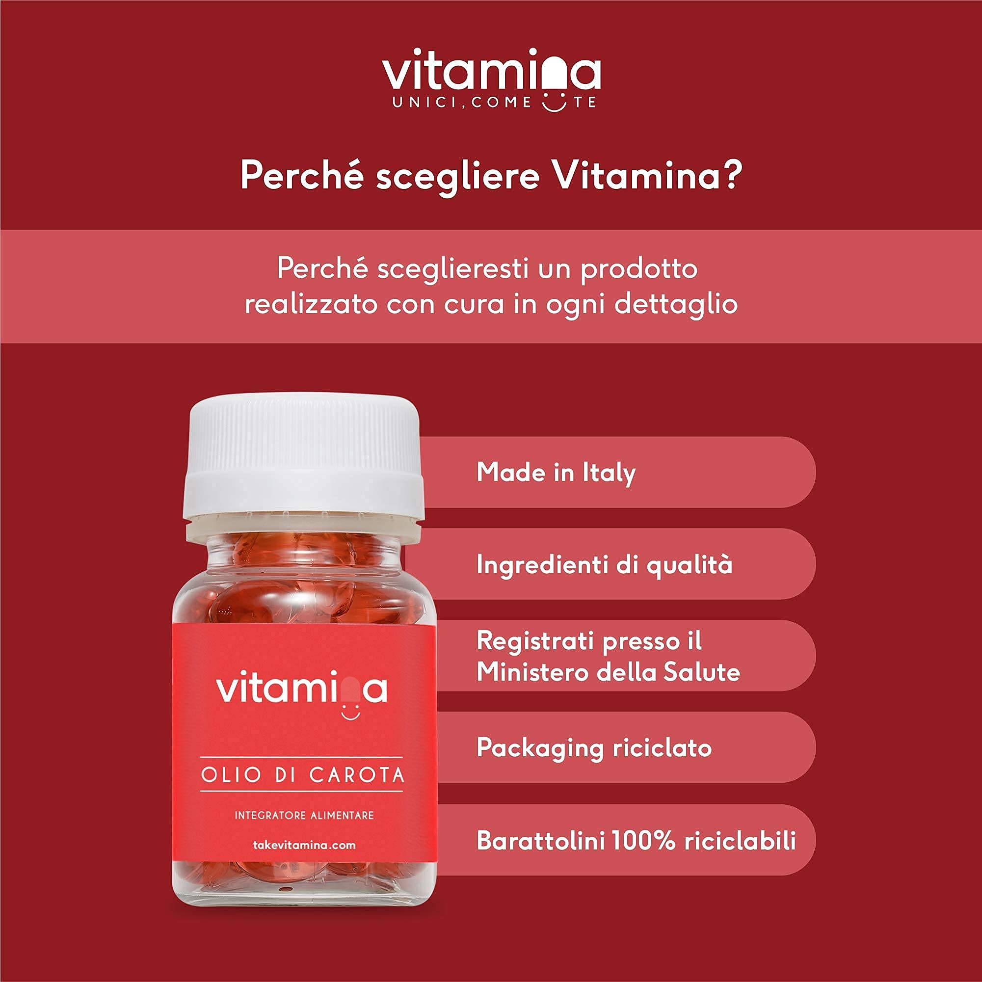 Integratore Betacarotene | Vitamina A naturale | Abbronzatura intensa e prolungata | 60 perle senza Glutine e Lattosio | Vitamina | Portapillole in omaggio | Made in Italy (1 Confezione)