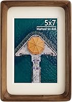 Tacomany Handcrafted Walnut Wood Picture Frame 5x7 Matted to 4x6 - Natural Real Wood for Wall or Tabletop Display