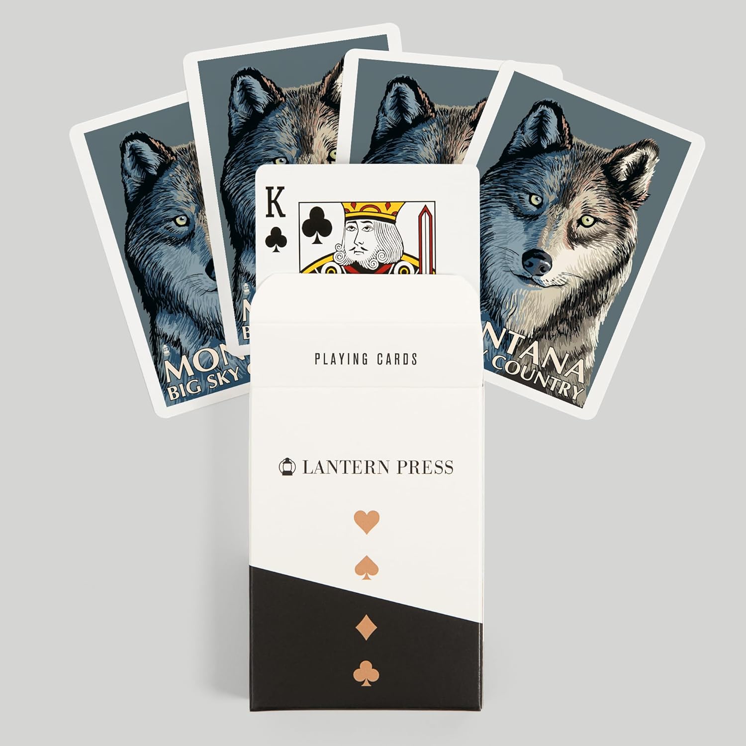 Lantern Press Wolf Up Close, Montana Big Sky, 52 Playing Cards for Adults, Poker Size Card Deck