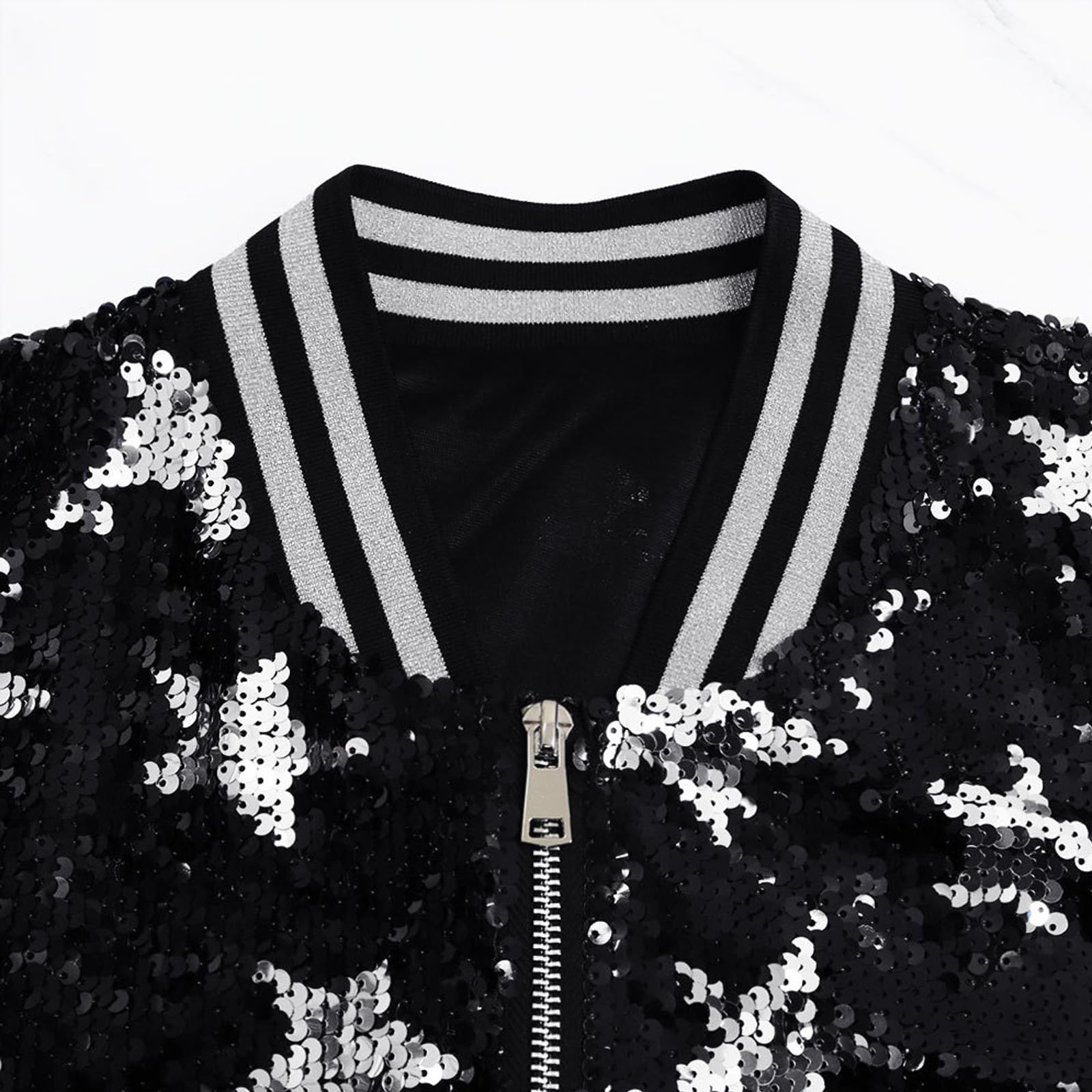 Robe à paillettes pour femme - Blouson bomber à manches longues - Veste de fête d'affaires décontractée - Cardigan court brillant - Blazer à paillettes brillant - Rave Party Outwear - Veste