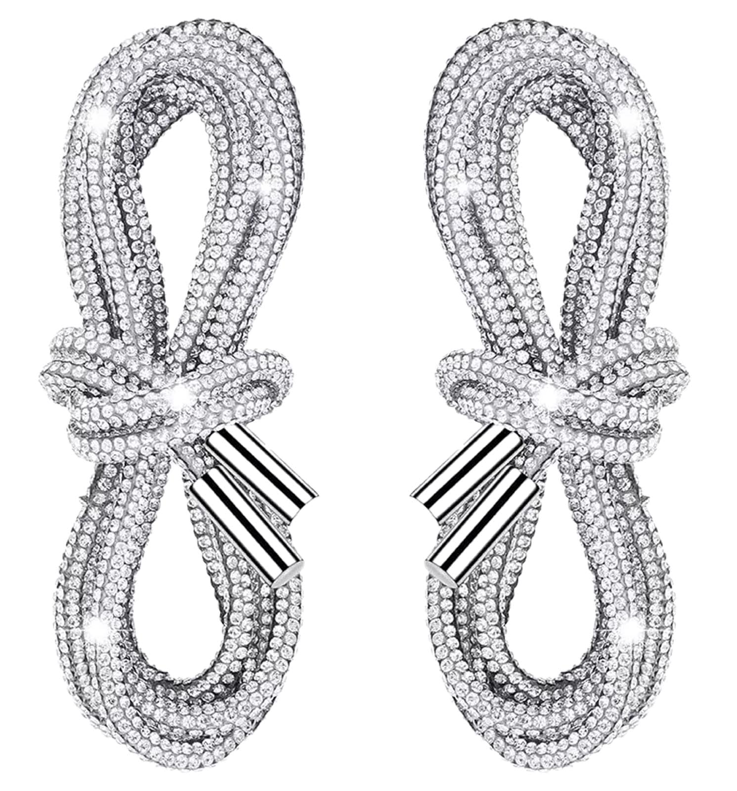 2 Pcs Sparkle Rhinestone Shoe Laces,Bling Shoelaces for Sneakers & Concert Outfits -, Metallic Glitter Rope for Boots, Hoodies, Rave Costumes, Festival Accessories (47" Length, Silvery)
