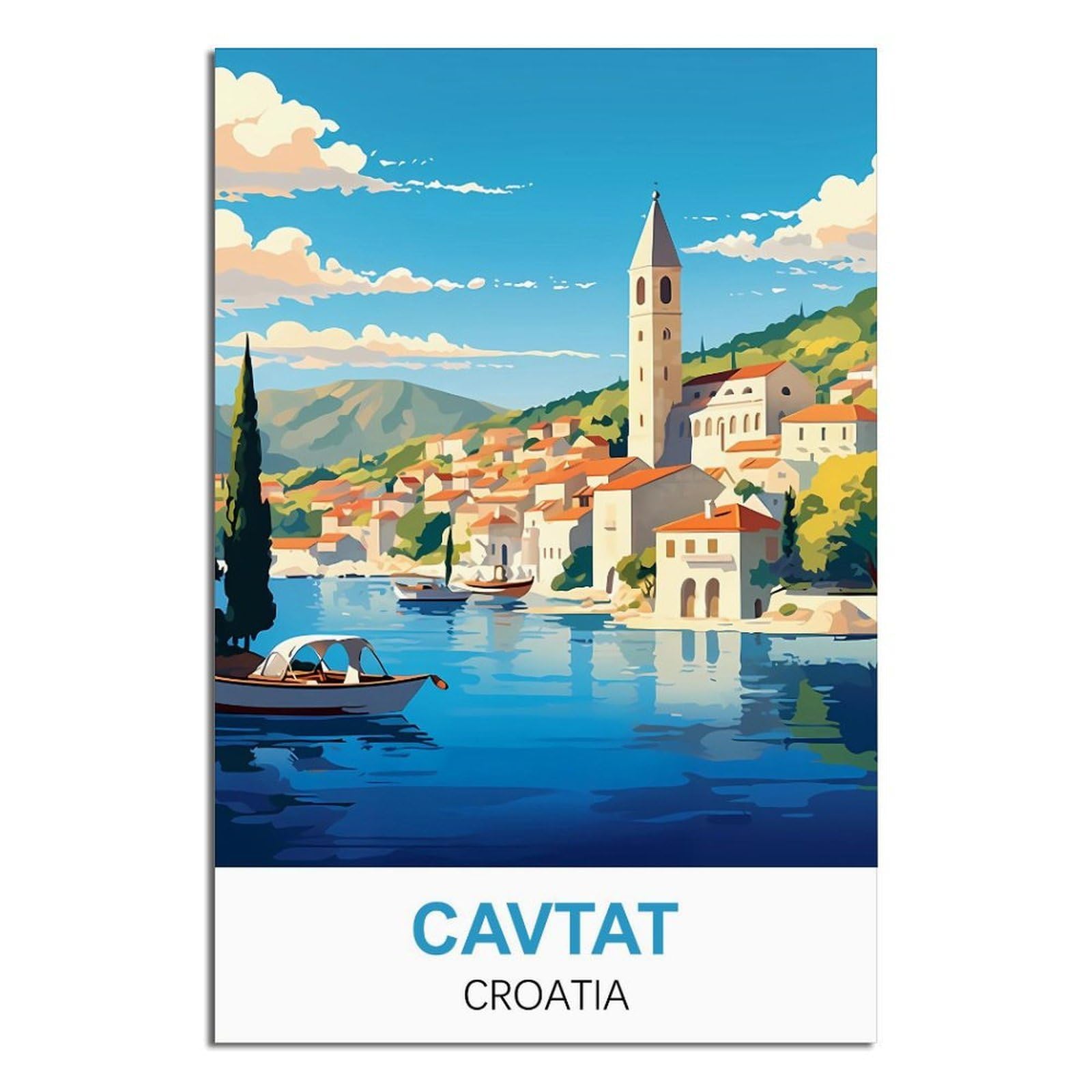 iPuzou Cavtat Croatia Vintage Travel Posters 12x18inch(30x45cm) Canvas Wall Decor, Wall Art Posters Prints Paintings Pictures for Living Room