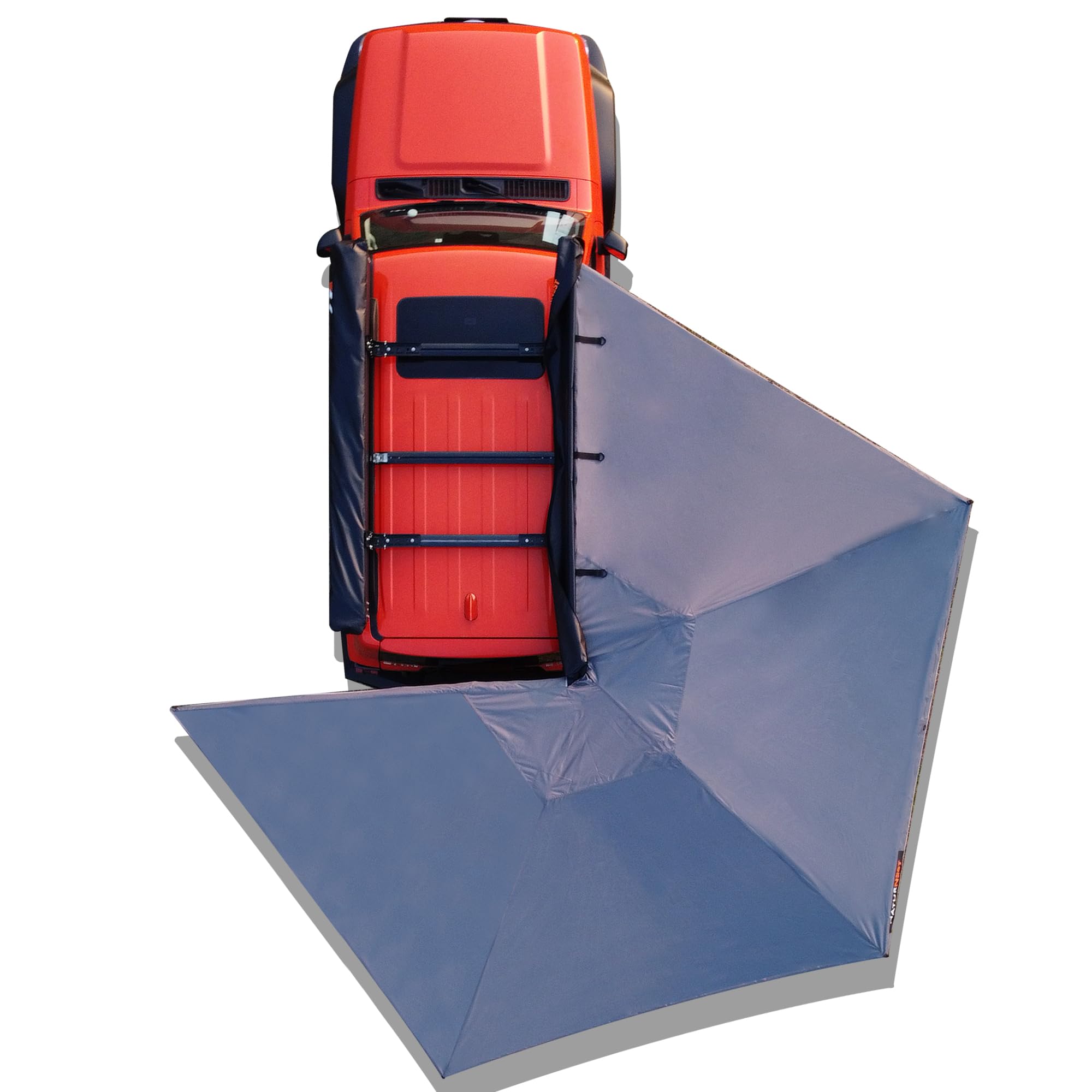 Naturnest 270 Car Awning, Waterproof Windproof UV-Resistant Retractable Awning with LED Light for Camper, 270 Degree Manual Retractable Side Awnings for Truck, SUV, Jeep, Van - Passenger Side