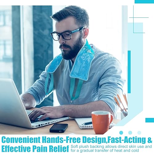 Miniatura 6 de Paquete de 2 envolturas refrescantes para el cuello, compresa fría y caliente para lesiones, paquete de hielo reutilizable para el cuello, paquete