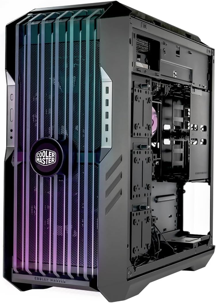 Cooler Master HAF 700 EVO PC Case angled front view with side panel removed