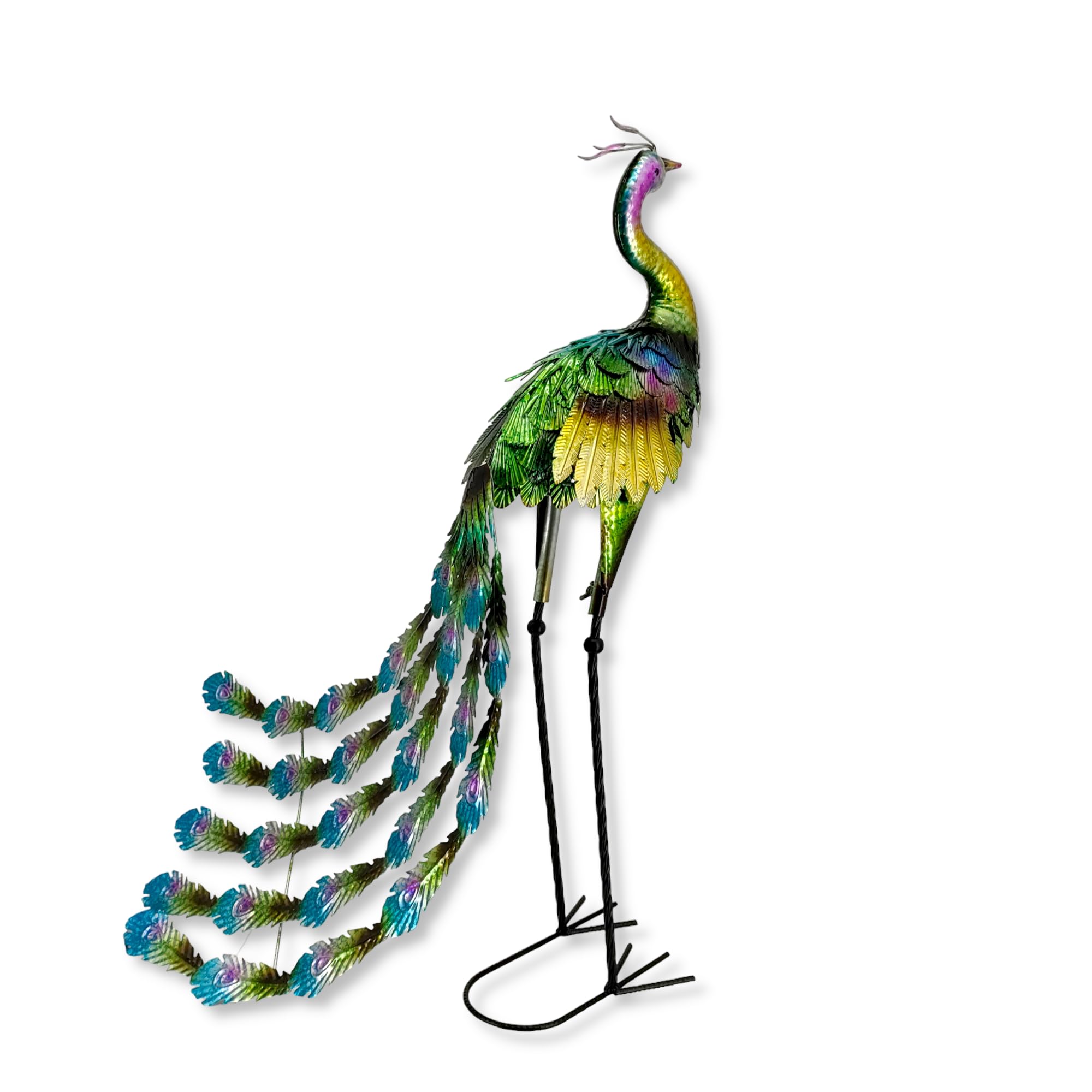 Metall Garten-Figur Pfau 85cm bunt Dekofigur groß Gartendeko Deko-Skulptur Tierfigur Vogel