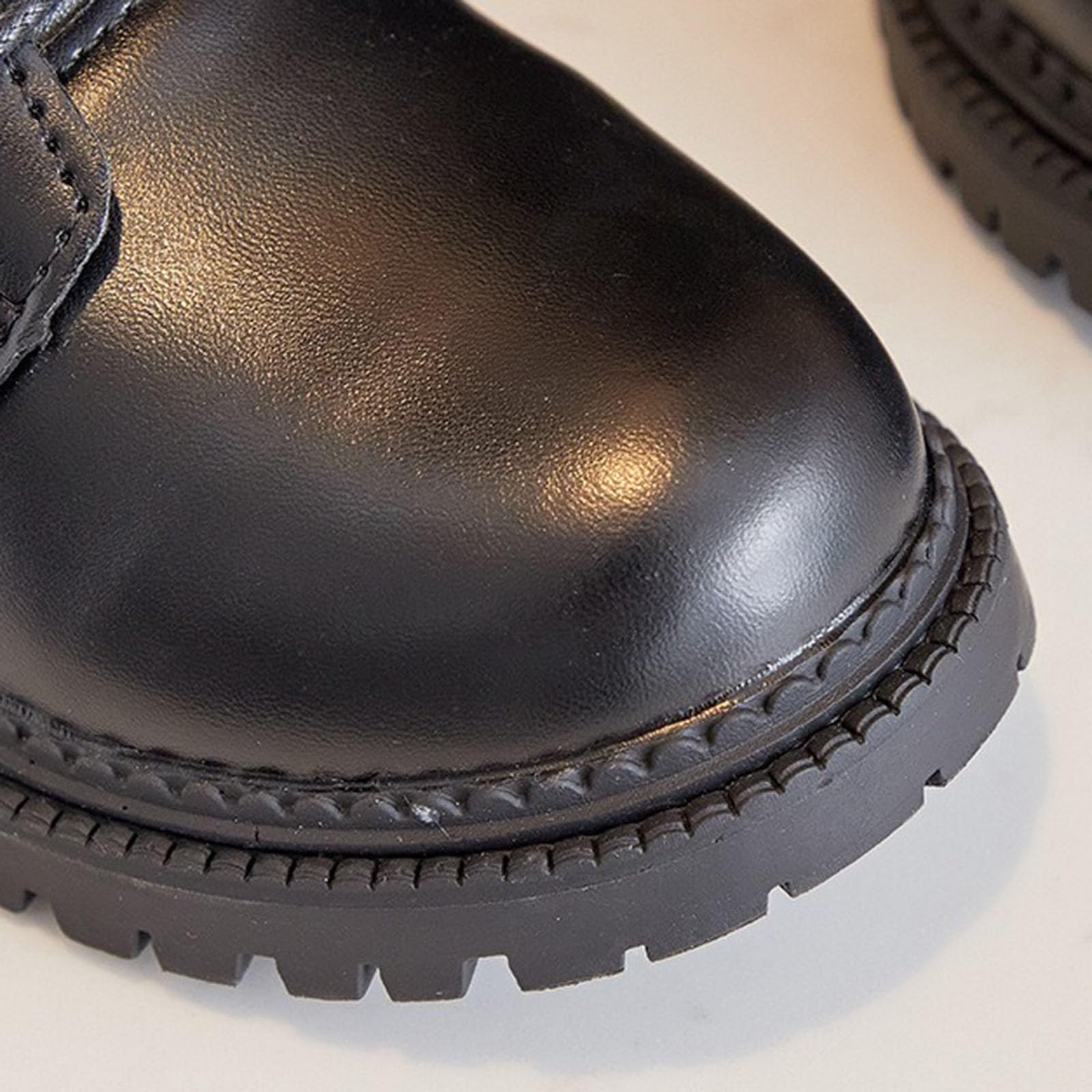 Genérico Botas y Botines para Niña Botas Largas con Cordones de Piel de Color Sólido, Británico, Cremallera lateral, Suela gruesa Zapatos de equitación Tendencia Occidental