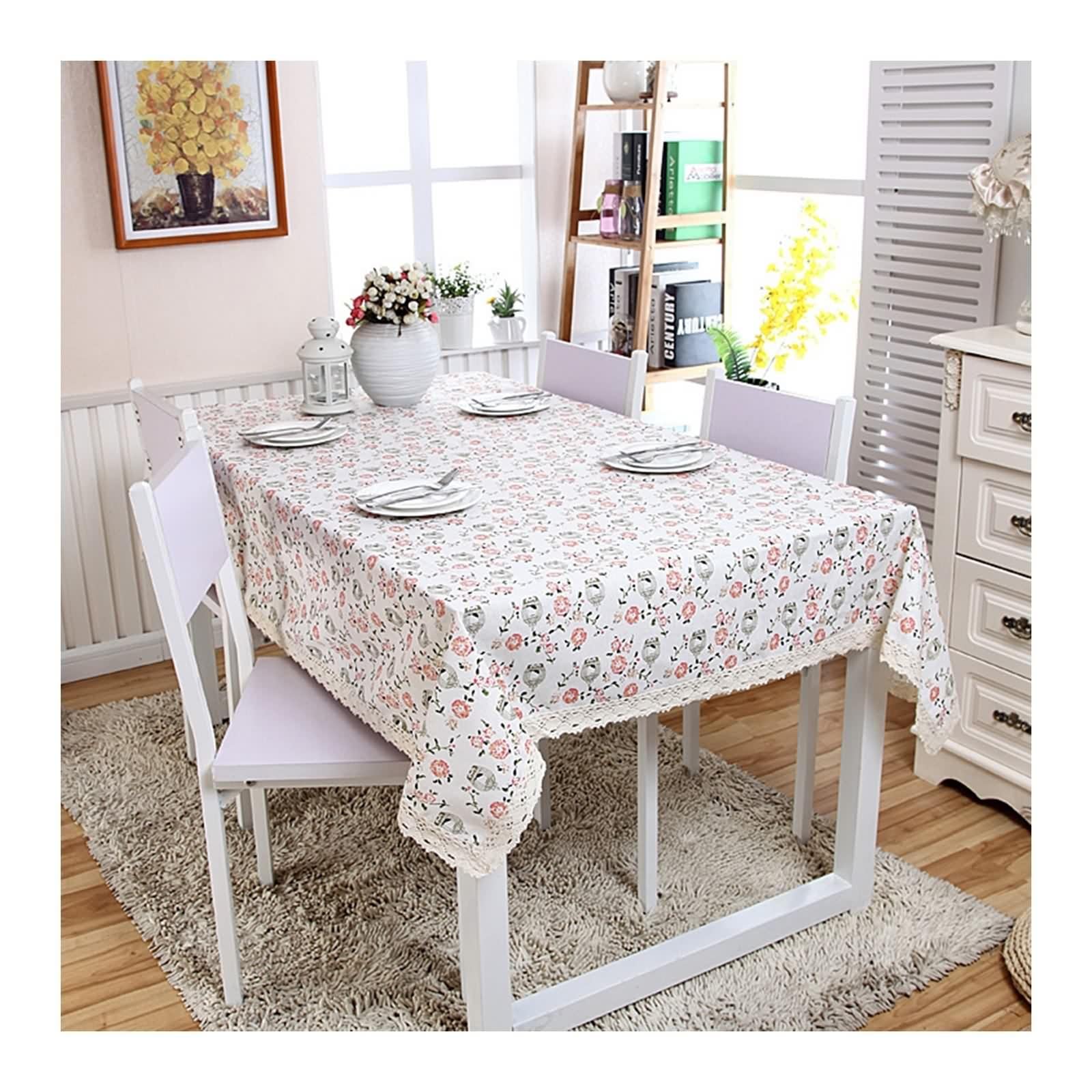Tovaglia Rettangolare, Tovaglia Tavolo Sagra Colorato Cotone Poliestere Fiore Stampato Copritavolo 140X160CM per Compleanno Festa Matrimonio