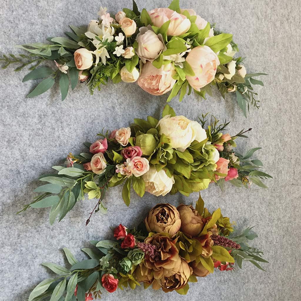 Artificial Rose Flower Swag 24 Inch Decorative Swag with Fake Roses Green Leaves for Home Room Garden Lintel Wedding Arch Front Door Wall Decor
