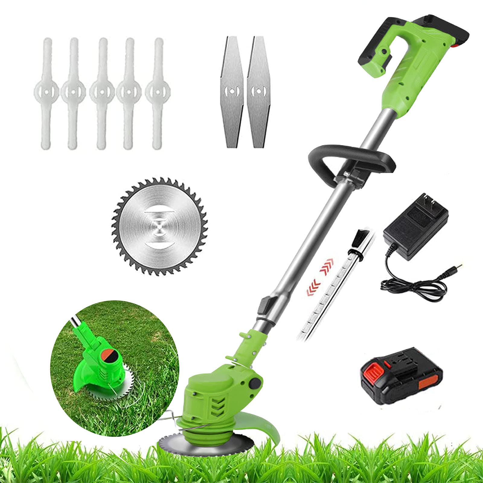 Cortacésped Inalambrico,24V Cortadora De Cesped Electrico A Bateria Recargable Iones De Litio,Cortadora Jardín Portátil para Hogar Jardinería,1 Battery