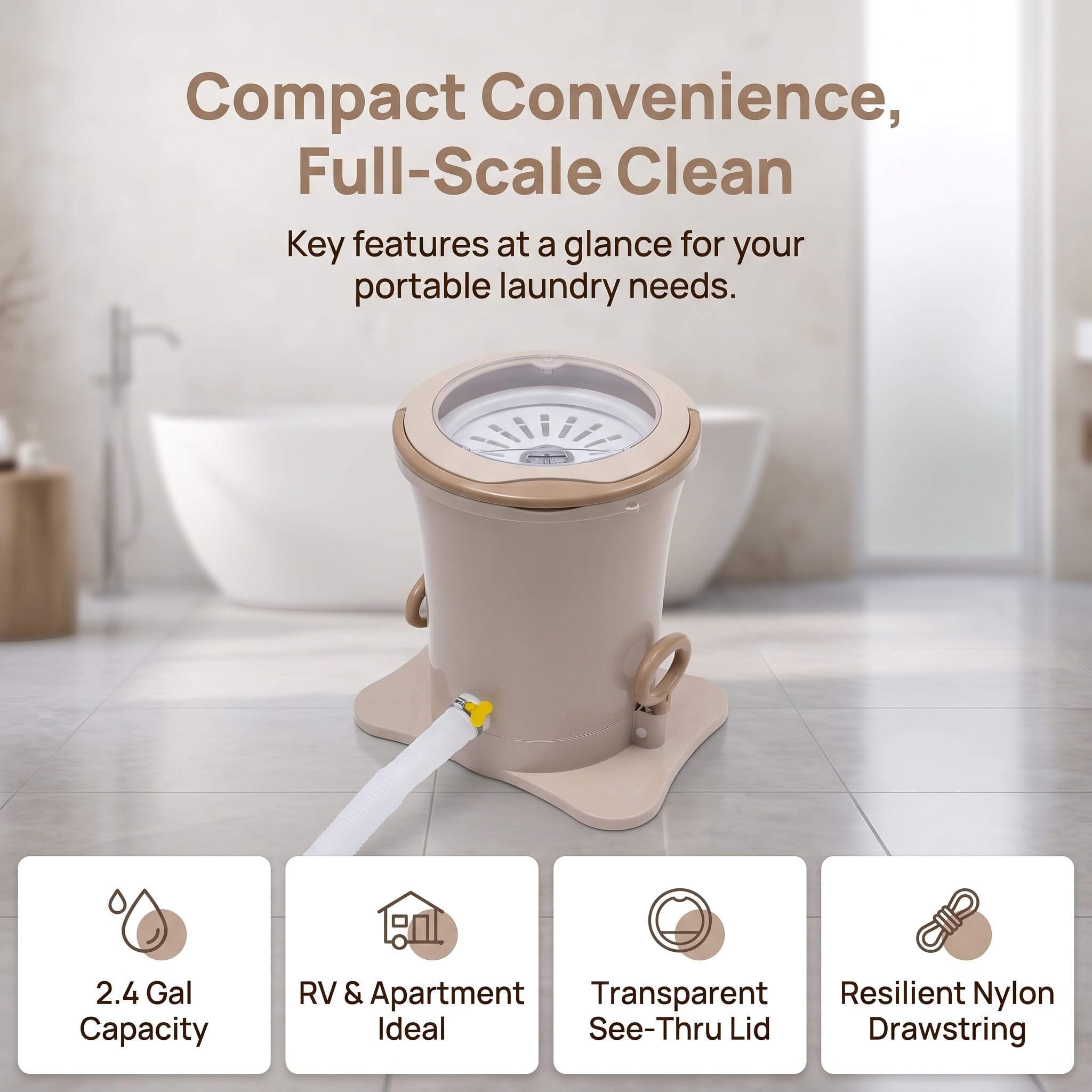Mini Lavatrice E Centrifuga Portatile - Lavatrice Compatta Non Elettrica con Pedale E Manovella per Campeggio, Camper E Dormitori - Soluzione Salvaspazio 2 in 1 per Il Bucato