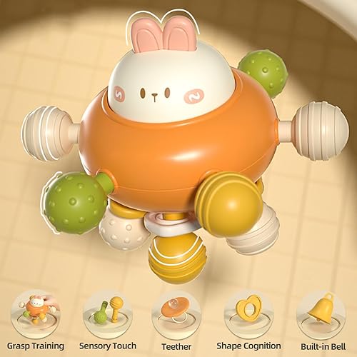 Juguete de bola de sonajero para bebés de 0, 6, 12, 18 meses, de grado alimenticio, sin BPA, desarrollo temprano, habilidades motoras, juguetes de