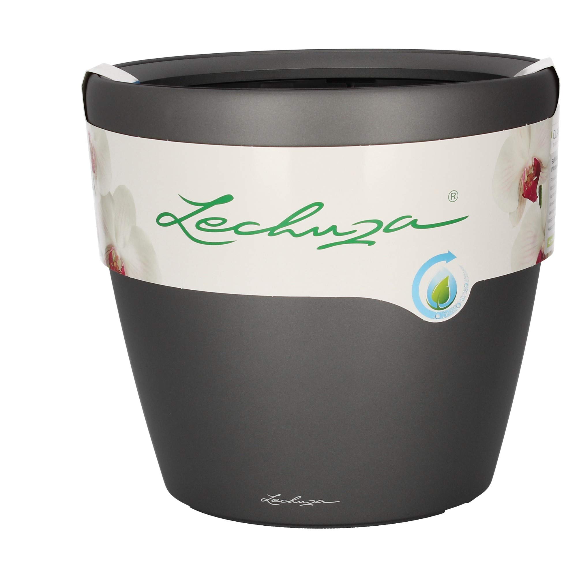 Lechuza Self Watering Plant Pot CLASSICO 35 LS Garden Flower Indoor and Outdoor Plastic Planter with Drainage Hole D35 H33 cm Charcoal Metallic