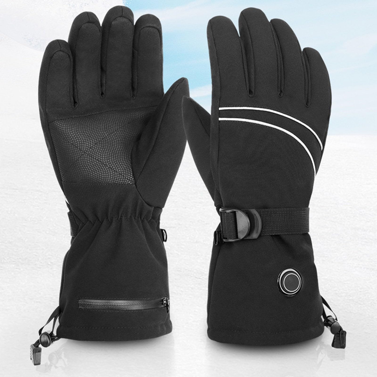 Guantes térmicos de invierno para hombres y mujeres, termostato automático y pantalla y para todo tipo de actividades al aire libre, senderismo, pesca, esquí, camping, guantes para mujer (negro, talla