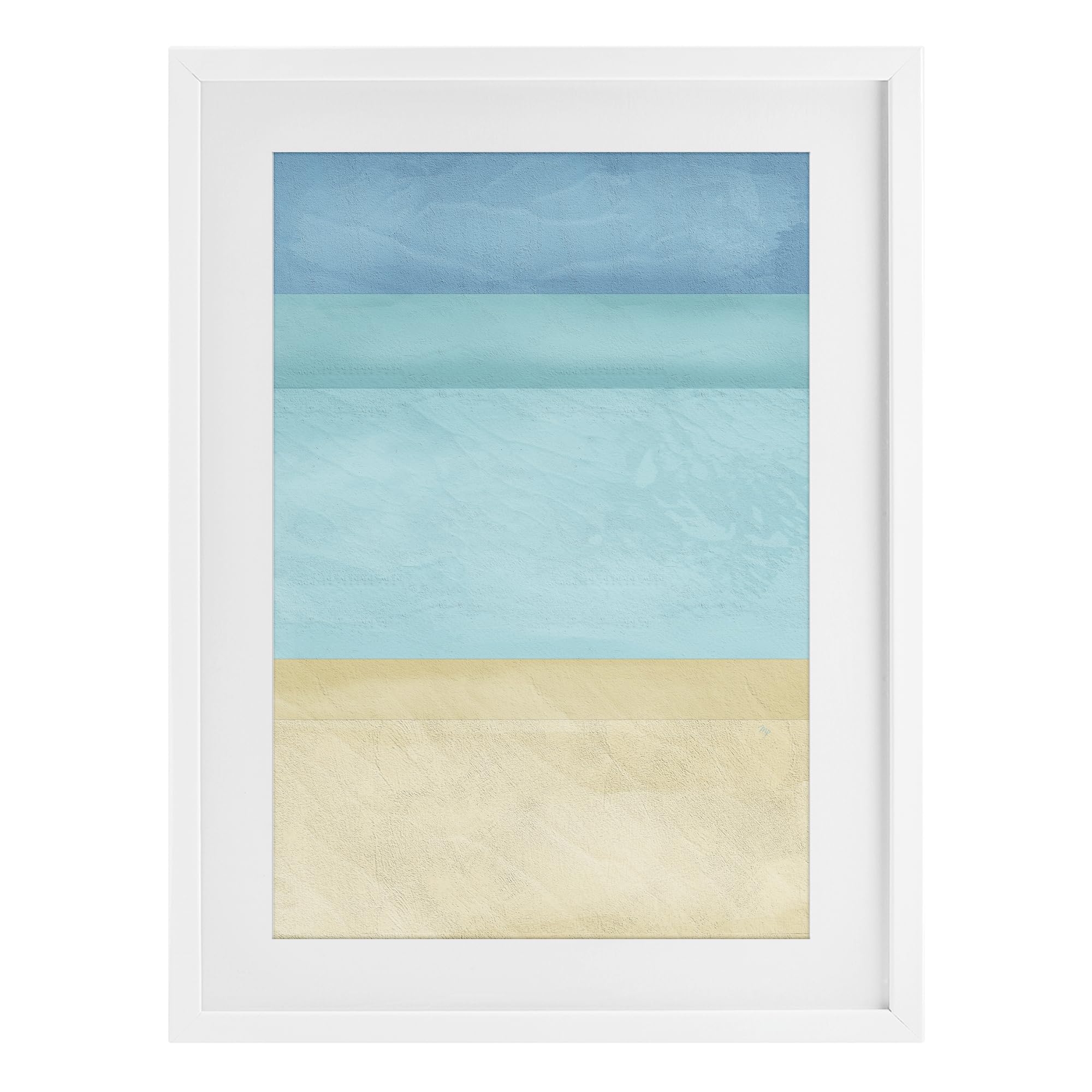 Stupell Industries Coastal White (Textured) 'Abstract Beach Coastal Color Block'| Framed Print Under Glass