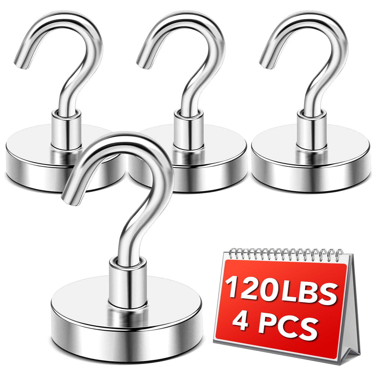 DIYMAG Magnetic Hooks,110 lb Heavy Duty Strong Magnet with Hook for Fridge, Strong Rare Earth Neodymium Magnet Hooks for Hanging, Magnetic Hanger for Kitchen,Cruise, Grill, Garage and Storage, 4 Packs-image-15