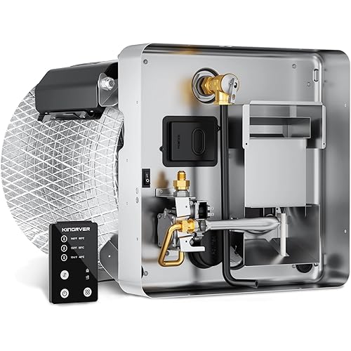 KINGRVER 10 Gallon RV Water Heater, Dual Fuel Gas & Electric with DSI Ignition, Remote Control, Stable Temperature, Fits Most 10 Gal RV Camper Openings for Trailer and Motorhome