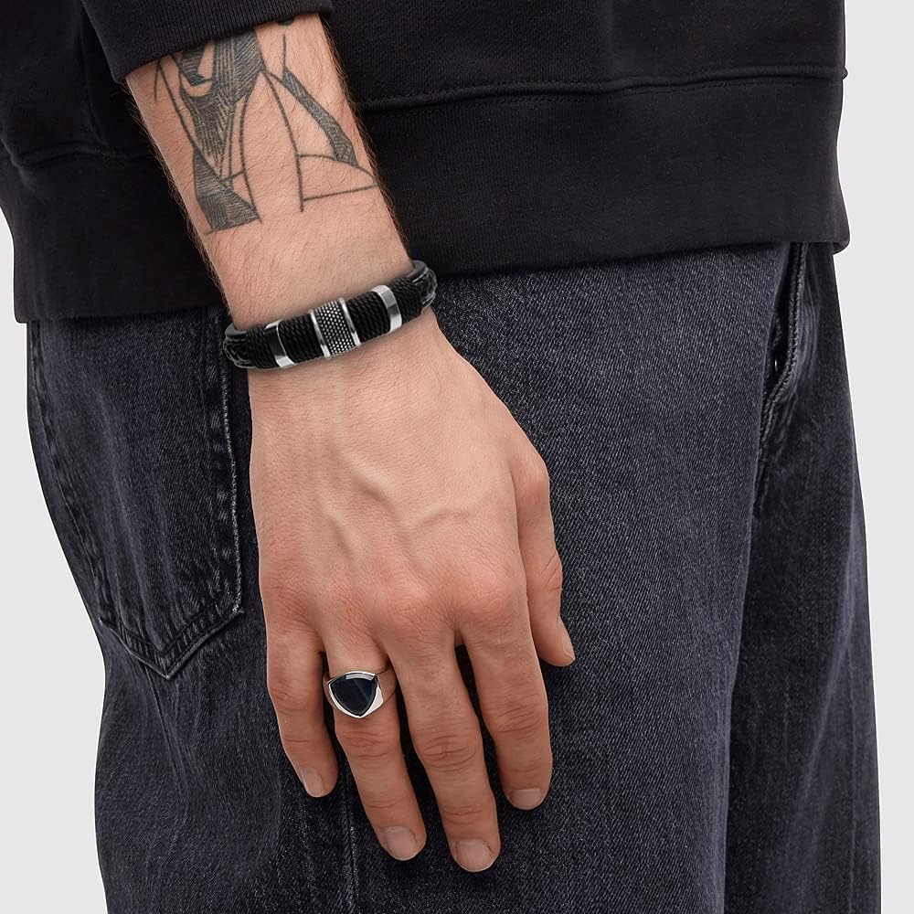 CLASSIC leren gevlochten armband vintage bruin 15mm