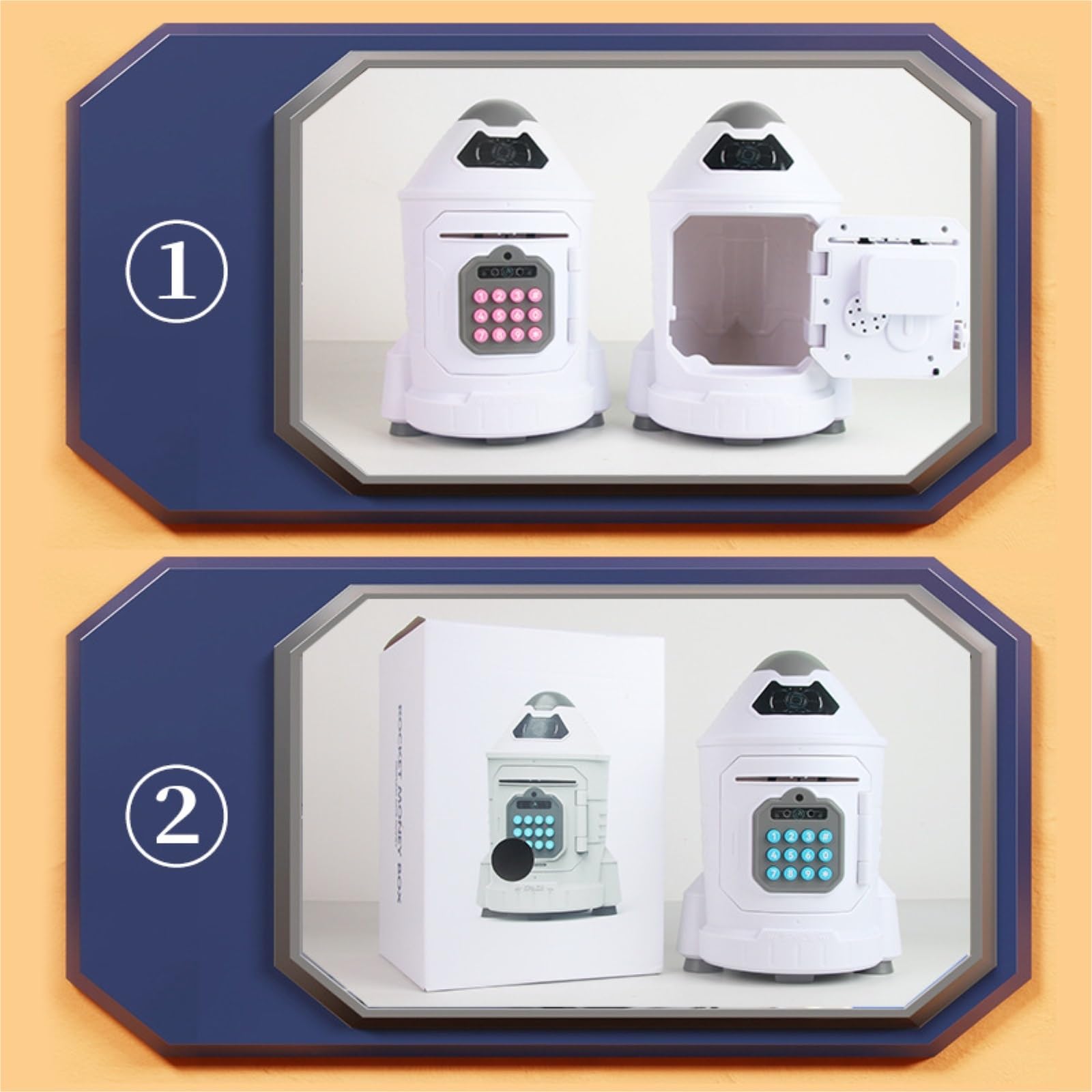 Multifunzionale Salvadanaio A Forma Di Razzo Con Riconoscimento Facciale, For Monete E Banconote Complemento d'arredo(Pink)