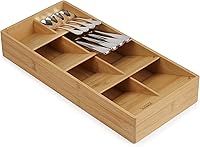 Vista 1 de Joseph Joseph Drawer Store Large Compact Flatware, Silverware, Cutlery Drawer Organizer, 8 compartments, Holds 48 Pieces, Bamboo