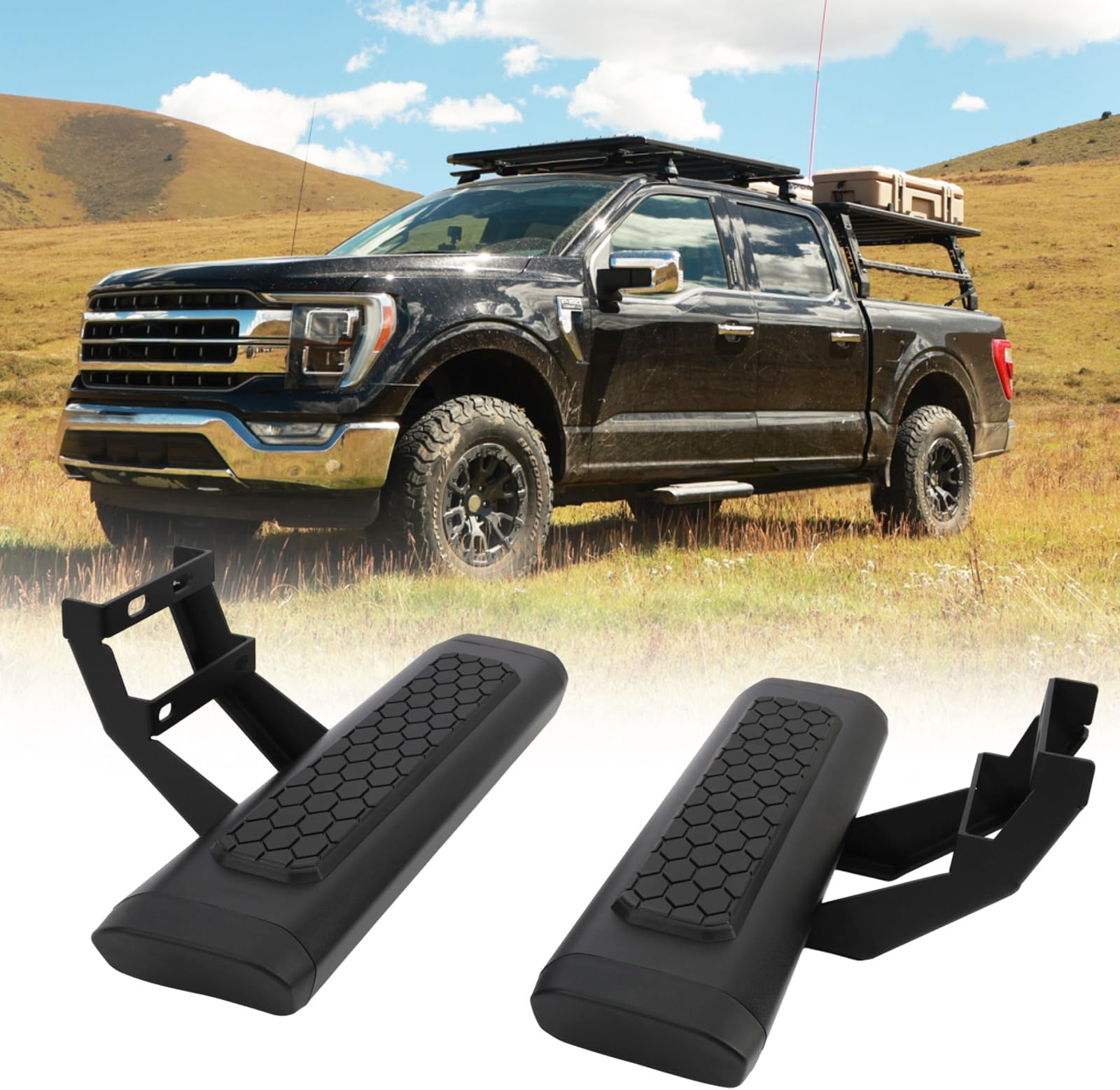 Trumgeta 2PC EZ Side Steps Fit for 2015-2026 Ford F-150 F150 & 2017-2026 Ford F250 F350 Front Door Running Boards SuperCrew Cab, Super Cab, Regular Cab, Crew Cab Running Boards Step Bars Accessories