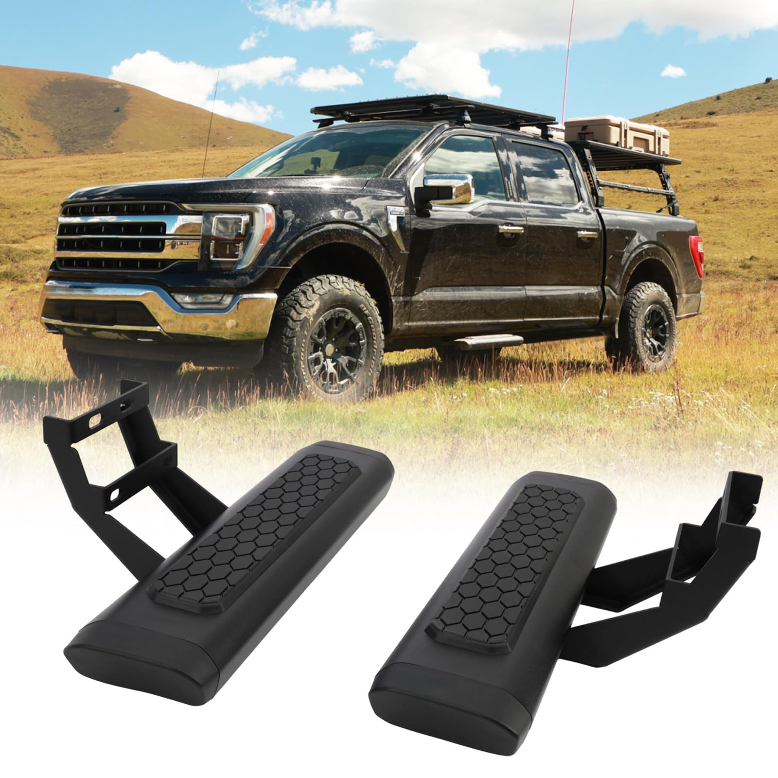 2PC EZ Side Steps Fit for 2015-2026 Ford F-150 F150 & 2017-2026 Ford F250 F350 Front Door Running Boards SuperCrew Cab, Super Cab, Regular Cab, Crew Cab Running Boards Step Bars Accessories
