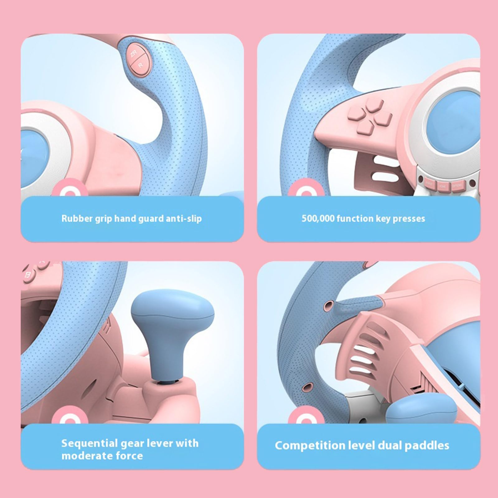 Elnwnnkc Simuladores De Conducción Motor Doble Vibración Volante USB Juego Carreras Con Pedales Para Dirección Juegos Múltiples Plataformas