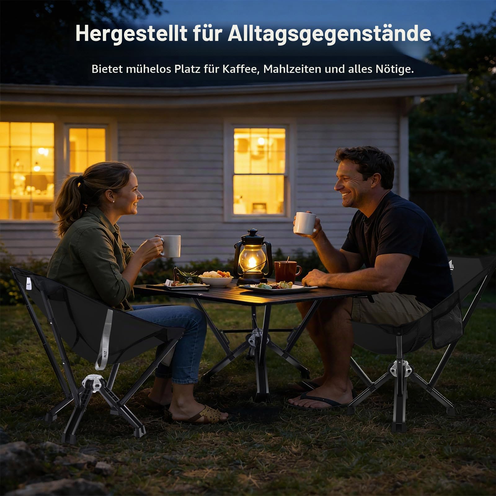 Klappbarer CampingTisch mit Aluminium-Rollplatte, bis zu 170 kg Tragfähigkeit, Auto-Camping-Tisch mit einfacher Tragetasche für Indoor, Outdoor, Reisen