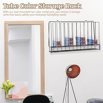 ヘアカラー剤ラック2つセット 即納】2個組 カラー剤壁面ラック（1台当たり108本収納+ぶら下げ
