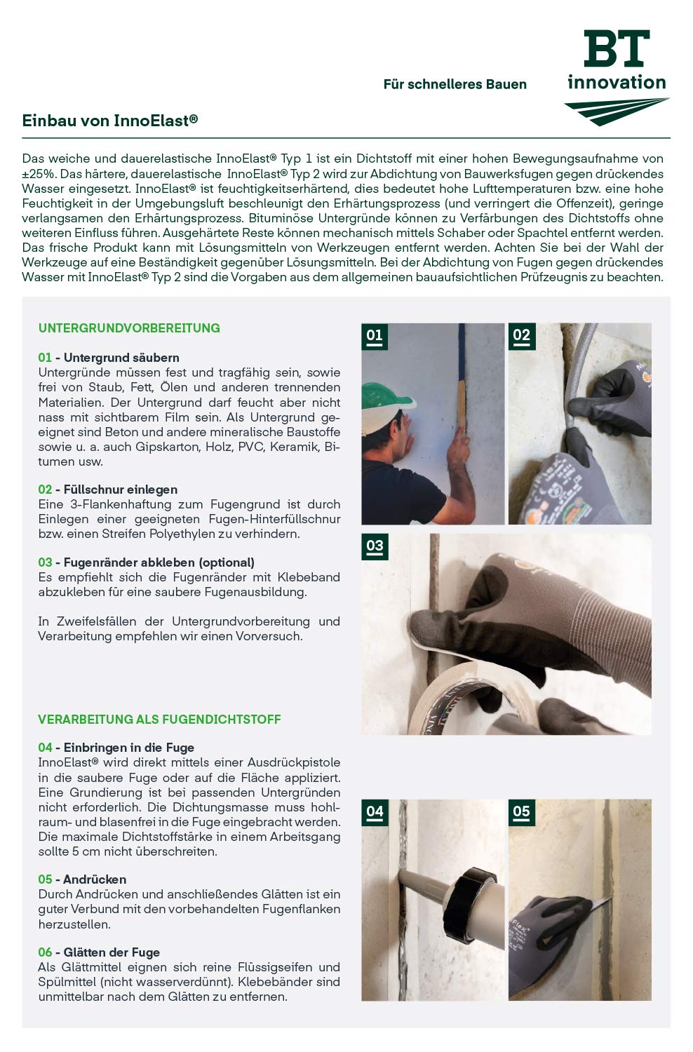 All-in-one Dichtungsset - InnoElast® Typ 2 | Abdichtung von Kellern, Böden, Dächern, Fenstern, Türen, Fassaden, Bauteilfugen