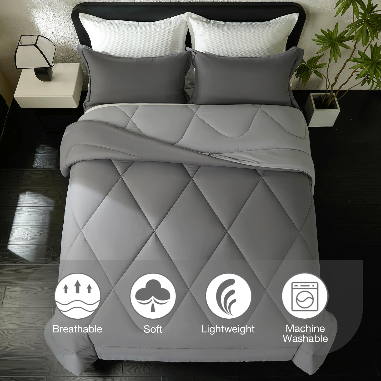 beeweed Bettdecke 135x200 Ganzjahresdecke Wende-Steppdecke Oeko-TEX Zertifiziert 300GSM 4 Jahreszeiten Bettdecken Duvet 135x200cm Weiche Mikrofaser Schlafdecke mit Kissenbezüge