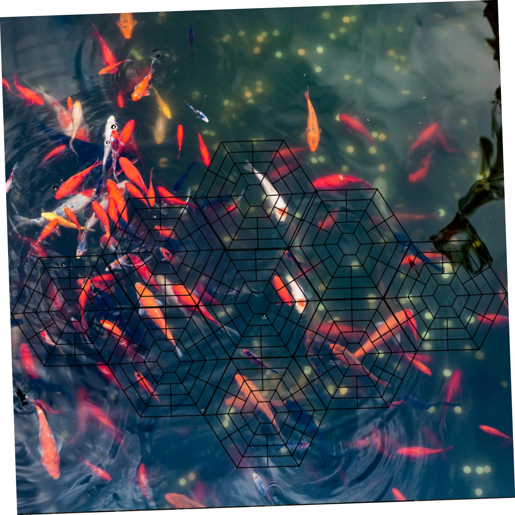 UPKOCH 15piezas Protección para Peces Hexagonales De Plástico para Estanques Pequeños Disuasorio De Garzas para Estanques Al Aire Accesorios De Seguridad para De Peces