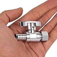 Vista 3 de Válvula de Parada Recta Pex de 1/2", Válvula de Cierre para Lavabo e Inodoro, Paquete de 2 Válvulas de Parada Recta Giratorias 3/8" DE Compresión X