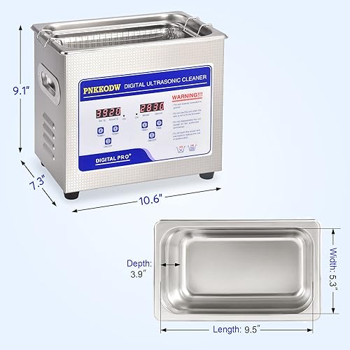 Miniatura 2 de Limpiador ultrasónico profesional 3.2L Lab Sonic Cleaner Limpiador ultrasónico de piezas con temporizador digital y calentador para anillos de