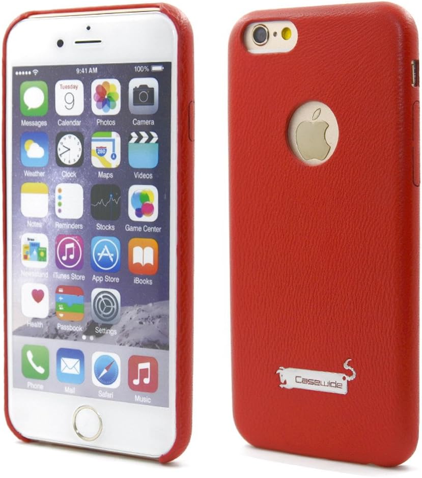 iPhone 6 plus case, Genuine Leather, Casewide, [Lambskin Holster Series], Ultra-Thin and Slim, Sleek and Stylish Design, Easy Installation, Excellent Protection, Light-Weighted, Real Natural Lambskin, Pictures taken from Real Products (iPhone 6 plus case- 2014 Model 5.5 inch, Red)