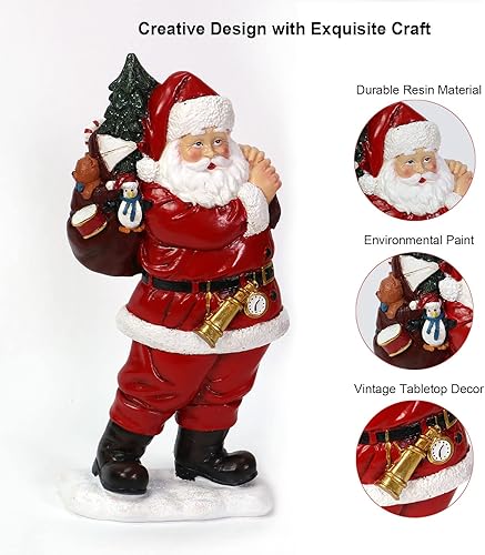 Miniatura 3 de Figura de resina de Papá Noel de 11 pulgadas, estatuas de Navidad, árbol de Navidad, rústico, vintage, diseño de interiores, escultura de mesa para