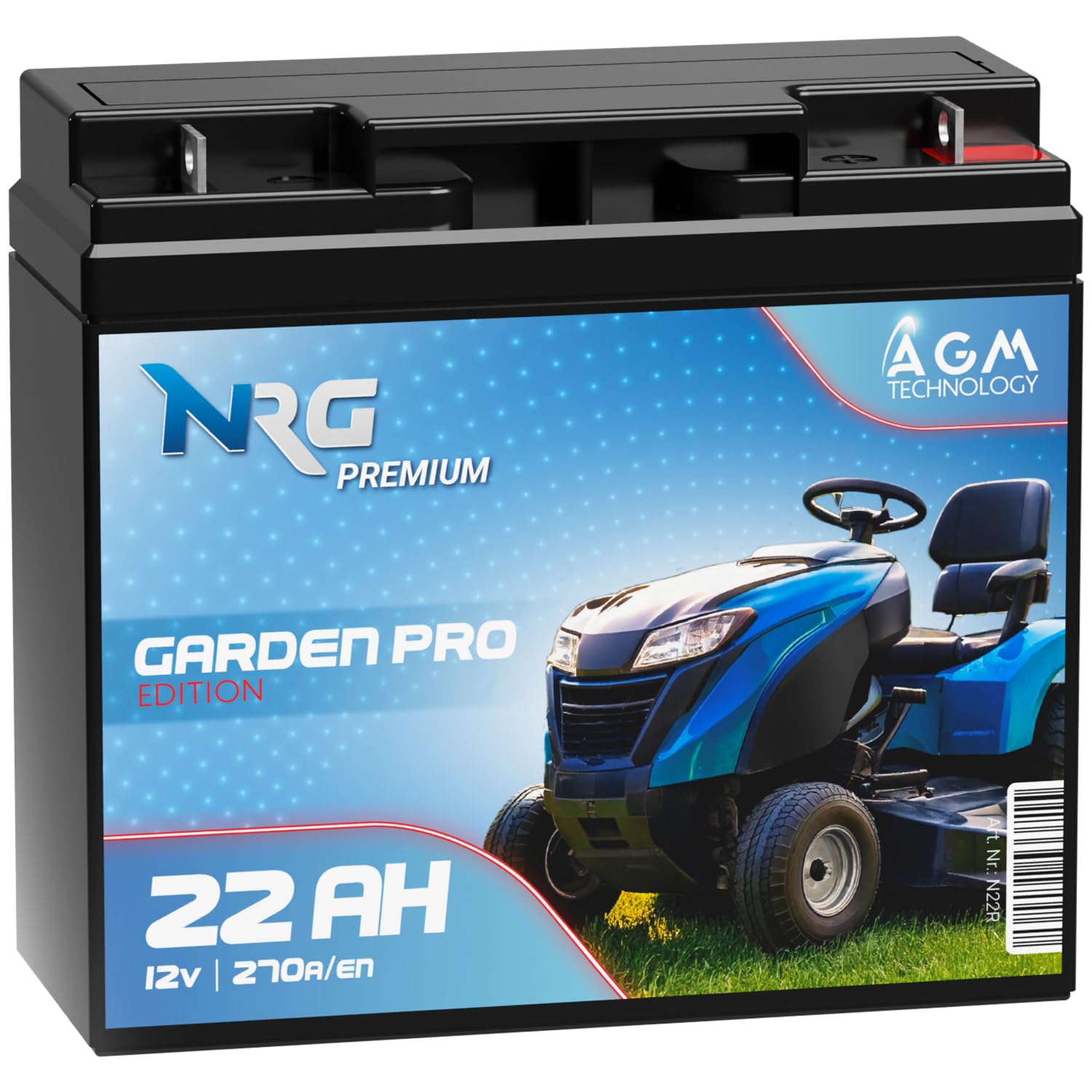 NRG Rasentraktor Batterie 12V 22Ah AGM Akku ersetzt 17Ah 18Ah 19Ah 20Ah