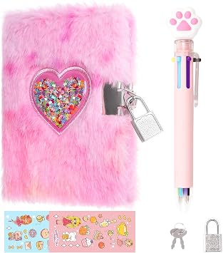 MINI Heart Diary with Lock, Secret Journal for Girls Ages 6-8