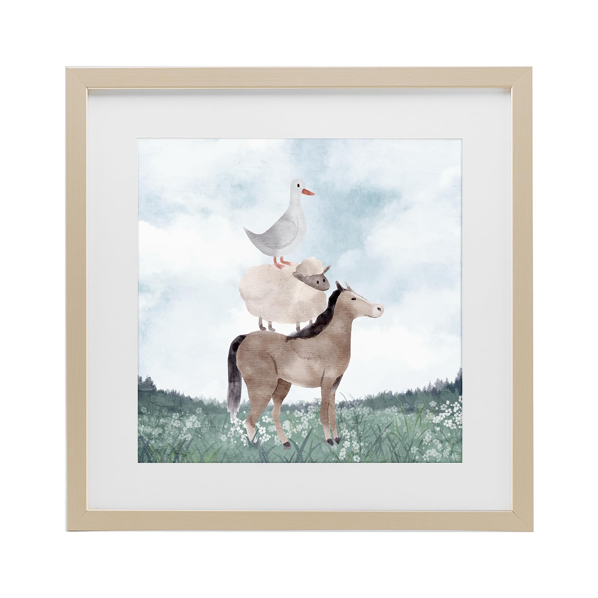 Stupell Industries Harvest Pine (Textured) 'Muted Blue Sky Farm'| Framed Print Under Glass