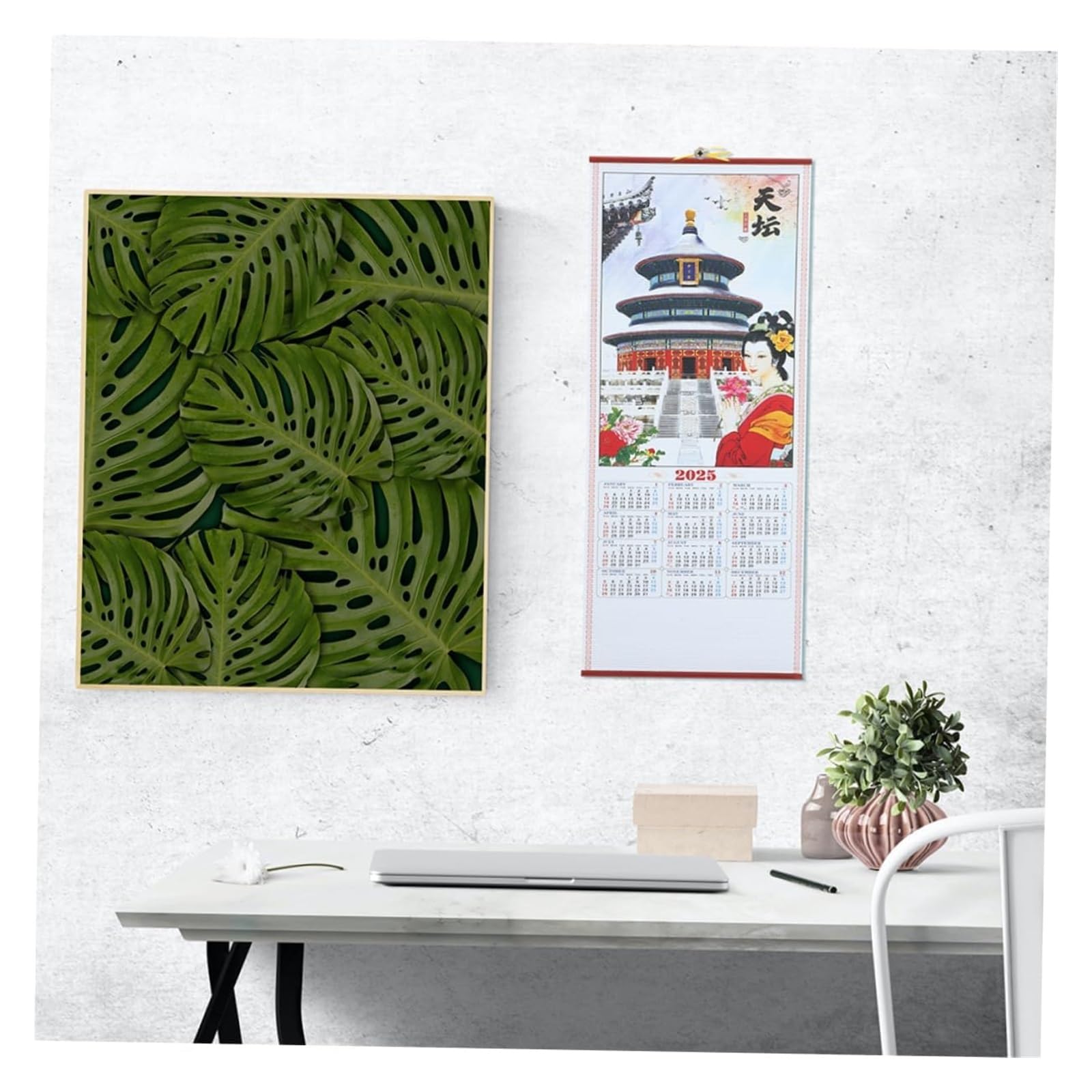 Tischkalender, Tischkalender 2025, Jahr der Schlange, hängender Schriftrollenkalender, Adventskalender, Whiteboard-Kalender, chinesisches Mondneujahr