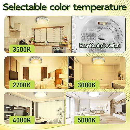 Miniatura 36 de hykolity Lámpara de techo LED de montaje empotrado de 10 pulgadas, 17 W, 1100 lm, 2700 K/3000 K/3500 K/4000 K/5000 K, luces de techo ajustables