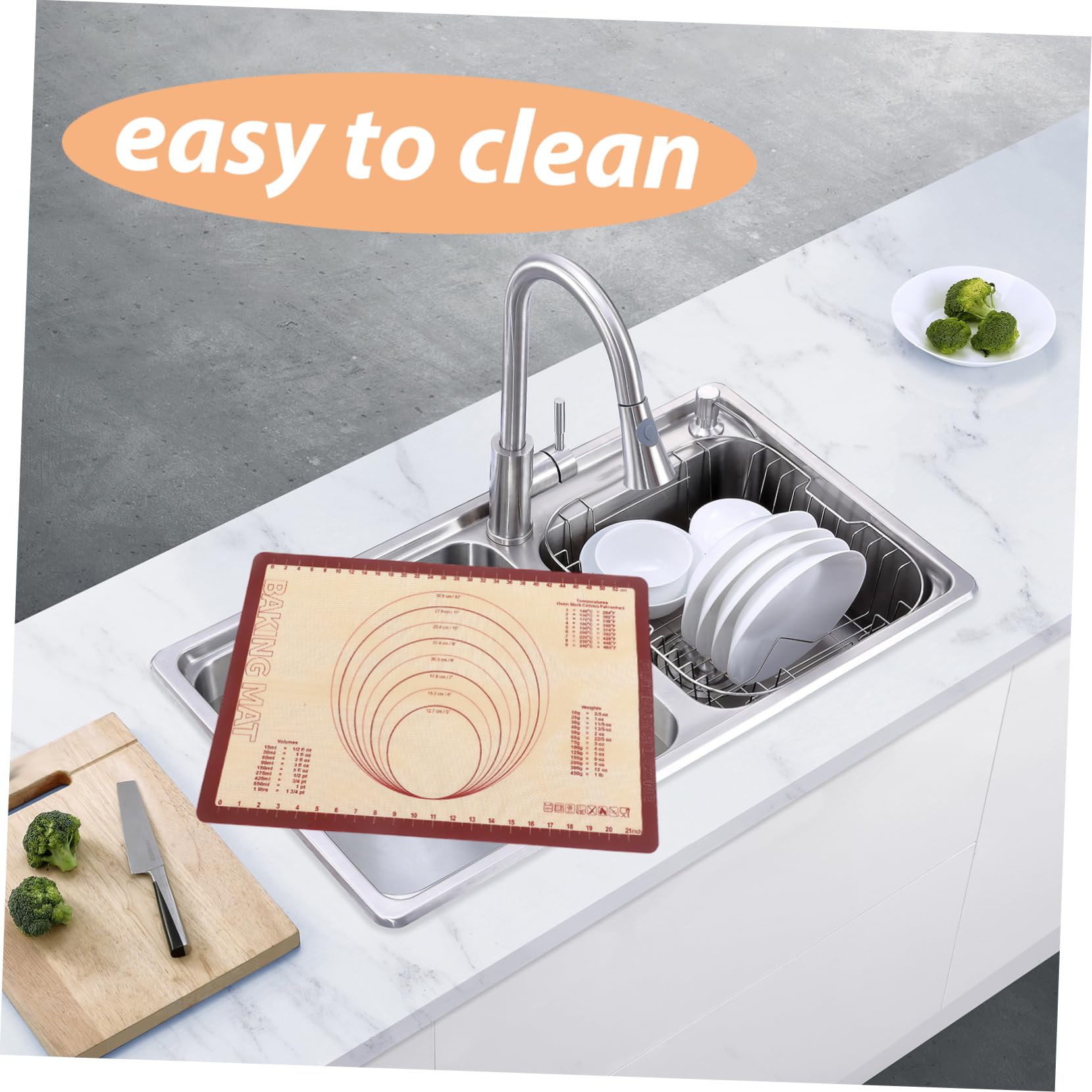 Tapis de Pâtisserie en Silicone Rectangulaire Réutilisable, Antidérapant